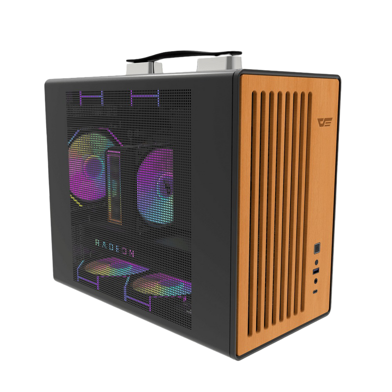 DarkFlash WD200 M-ATX PC Case Mini Tower MATX Case with Wood Type C Port Black - WD200 BLACK (TYPE C)