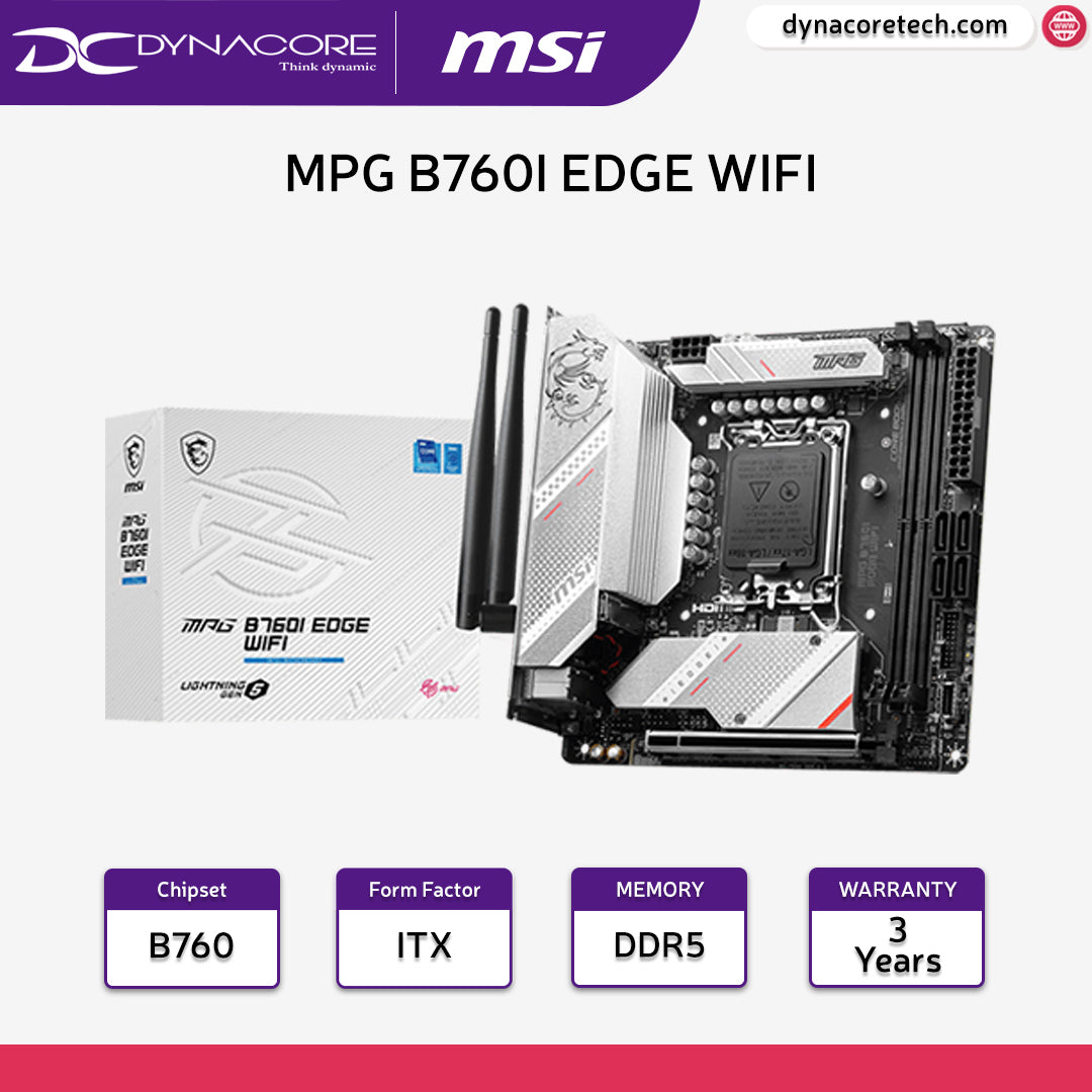 MSI MPG B760I Edge WiFi D5 / DDR5 LGA 1700 ITX Motherboard - 4711377069632