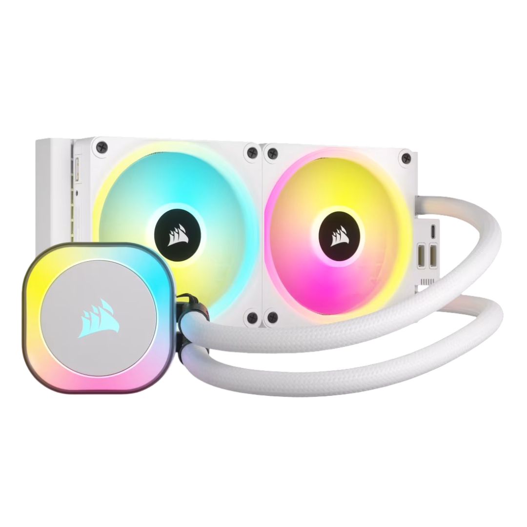 Corsair iCUE LINK H100i QX120 RGB Fans 240mm Radiator RGB AIO Liquid CPU Cooler - White - 840006665854