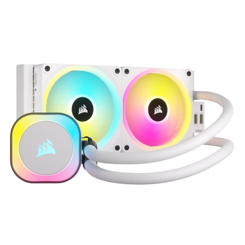 Corsair iCUE LINK H100i QX120 RGB Fans 240mm Radiator RGB AIO Liquid CPU Cooler - White - 840006665854
