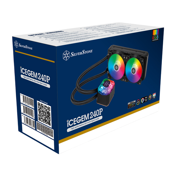 SilverStone IG240P-ARGB IceGem 240P 240mm ARGB AIO Liquid Cooler with 2 x 120mm ARGB Fans - SST-IG240P-ARGB