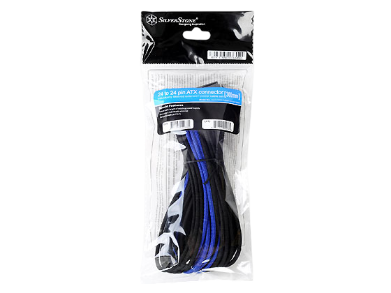 SilverStone PP07-MBBA Extension Power Supply Cable with Motherboard 24 Pin Connector - Black Blue - SST-PP07-MBBA
