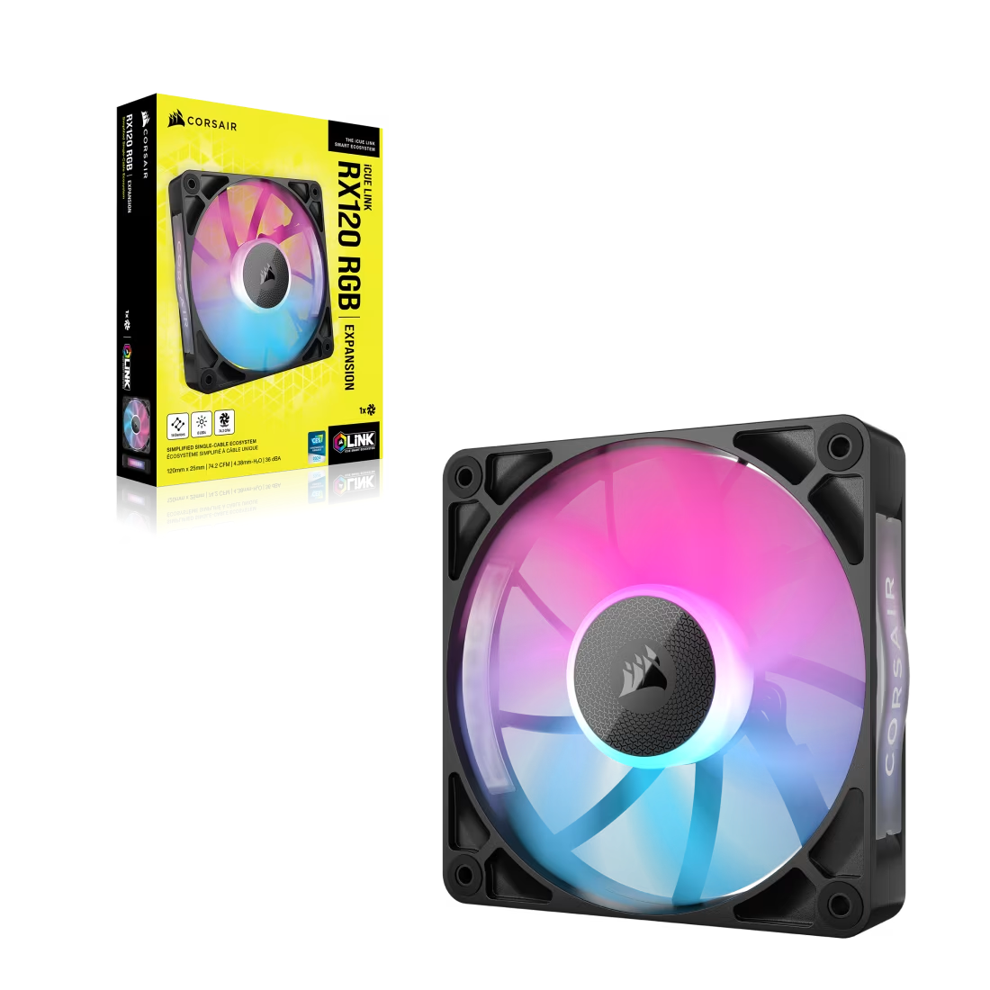 Corsair RX RGB Series iCUE LINK RX120 RGB 120mm Fan Expansion Single Pack - Black - CS-CO-9051017-WW