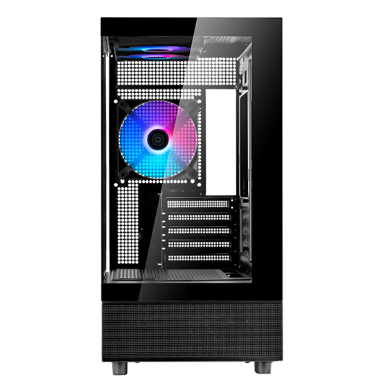 SilverStone LD04-B-ARGB Lucid Series Panoramic Tempered Glass Micro ATX Case - Black - SST-LD04-B-ARGB