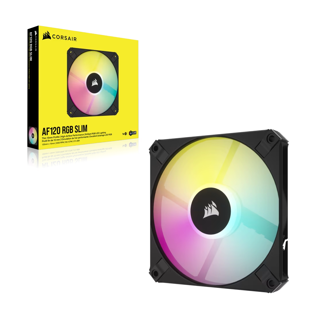 Corsair iCUE AF120 RGB SLIM 120mm PWM Fluid Dynamic RGB Fan Single Pack - Black - 840006693741