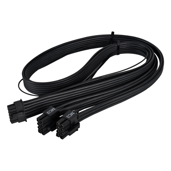 SilverStone PP14-EPS Dual EPS 8 pin (PSU) to 12+4 pin (GPU) 12VHPWR PCIe Gen5 Cable Black - SST-PP14-EPS
