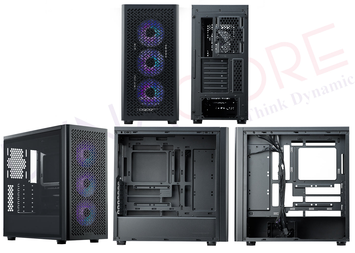 Cooler Master Elite 502 Steel Tempered Glass ATX Case with 3 x 120mm ARGB Fans