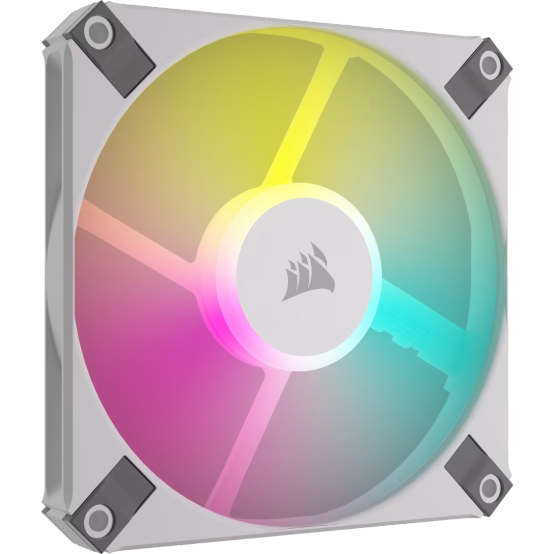 Corsair iCUE AF120 RGB SLIM 120mm PWM Fluid Dynamic RGB Fan Single Pack - White - 840006693765