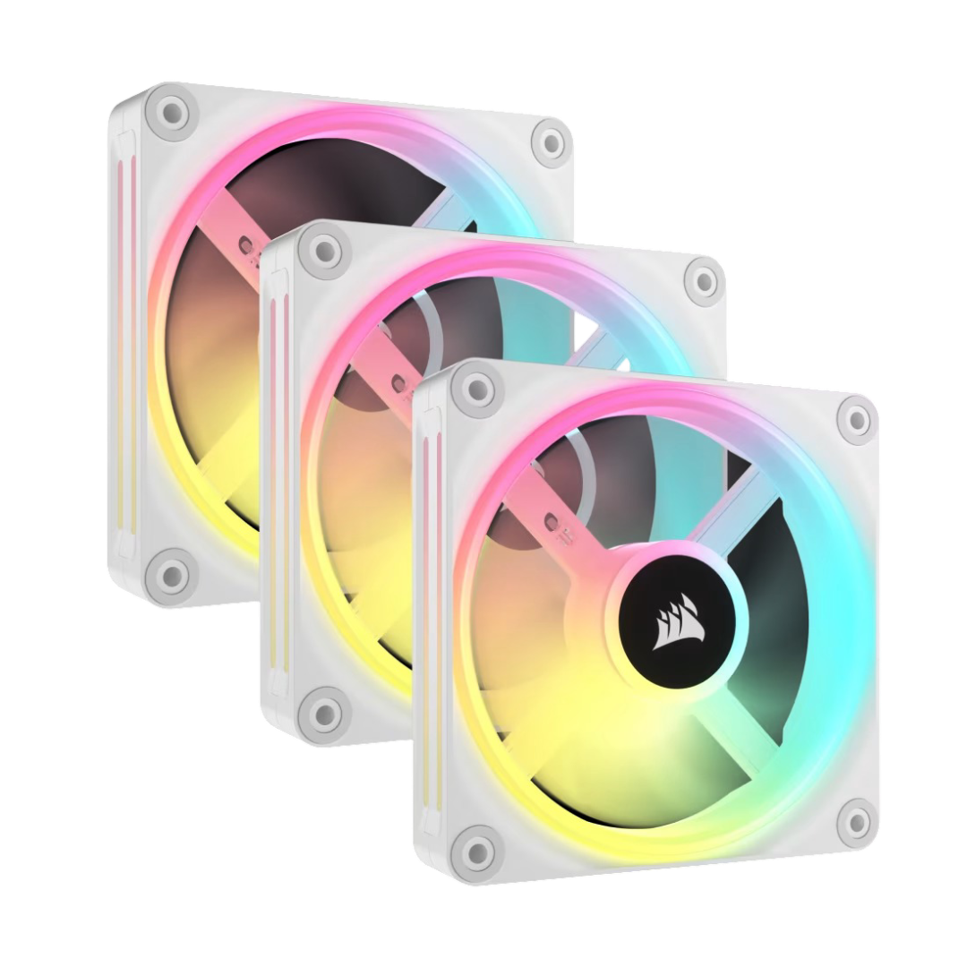 Corsair iCUE LINK QX120 RGB 120mm Magnetic Dome RGB Fan Starter Kit Triple Pack - White - CS-CO-9051006-WW