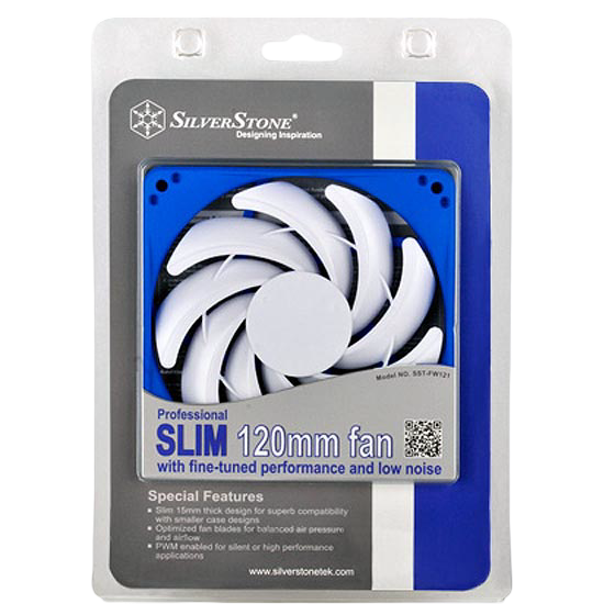 SilverStone FW121 120mm Professional PWM Fan with Optimal Performance and Low Noise White Blade Blue Frame - SST-FW121