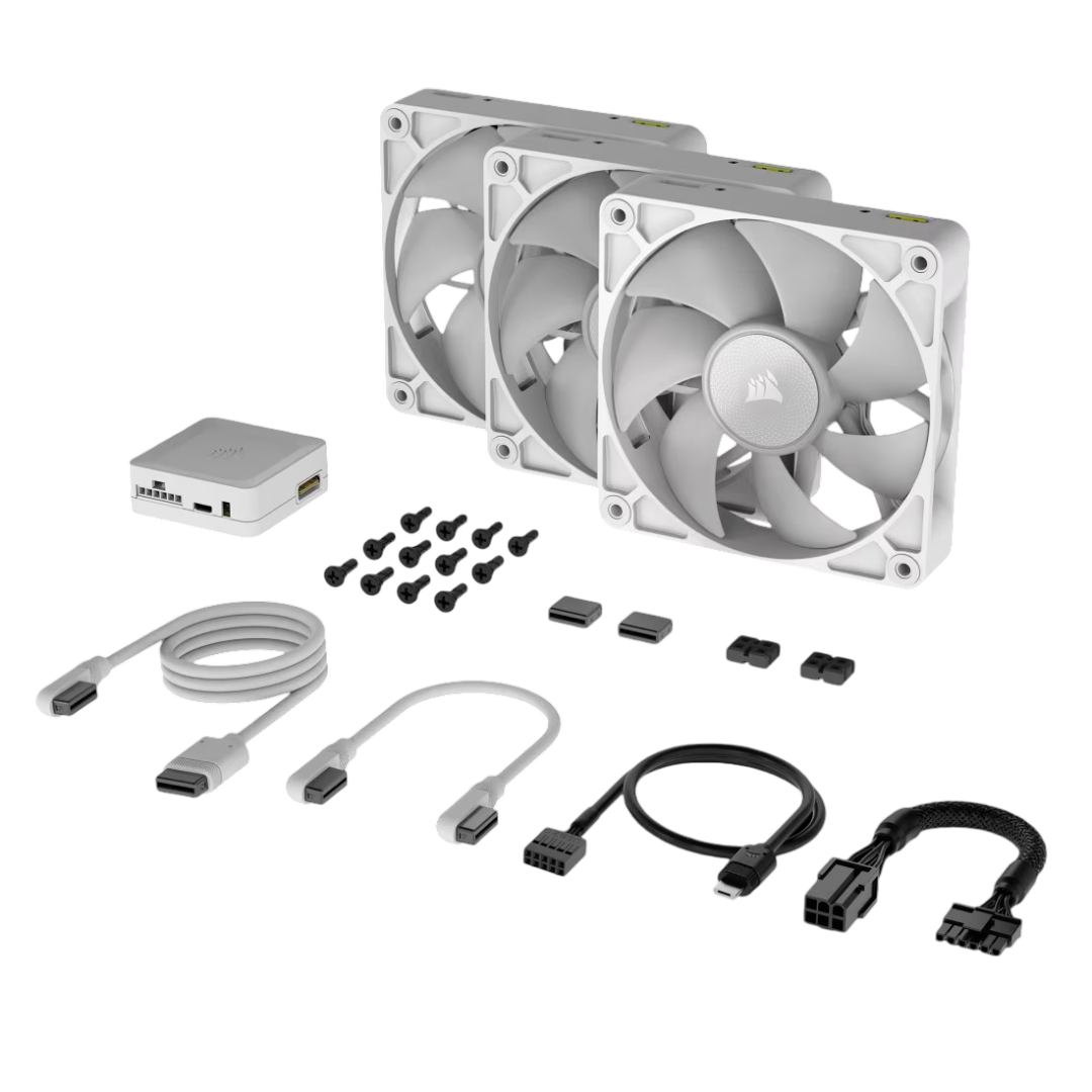 Corsair RX RGB Series iCUE LINK RX120 RGB 120mm Fan Starter Kit Triple Pack - White - 840006680963