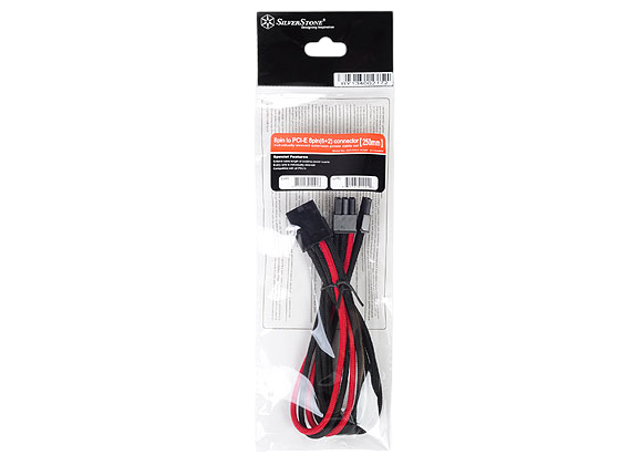 SilverStone PP07-PCIBR Sleeved Extension Power Supply Cable with 1 x 8-pin PCIe to 8-pin PCIe Connector - Black Red - SST-PP07-PCIBR