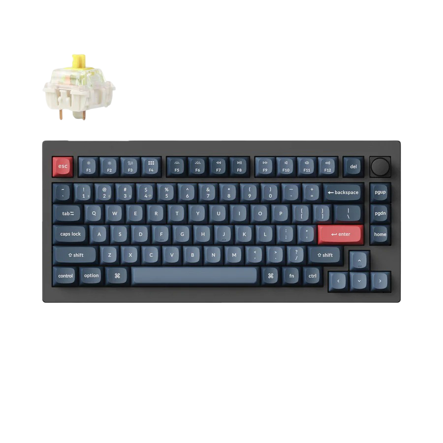 Keychron V1 Max QMK/VIA Wireless Custom Mechanical Keyboard- Carbon Black - Banana - 4895248861263
