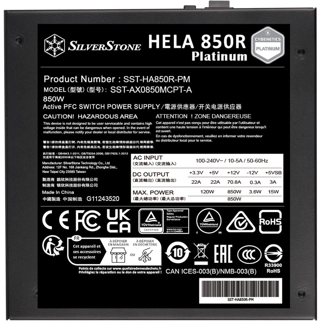 SILVERSTONE HELA 850R-850W ATX3.1 80+ PLATINUM FULLY MODULAR PSU(5YRS) - 4710679817347