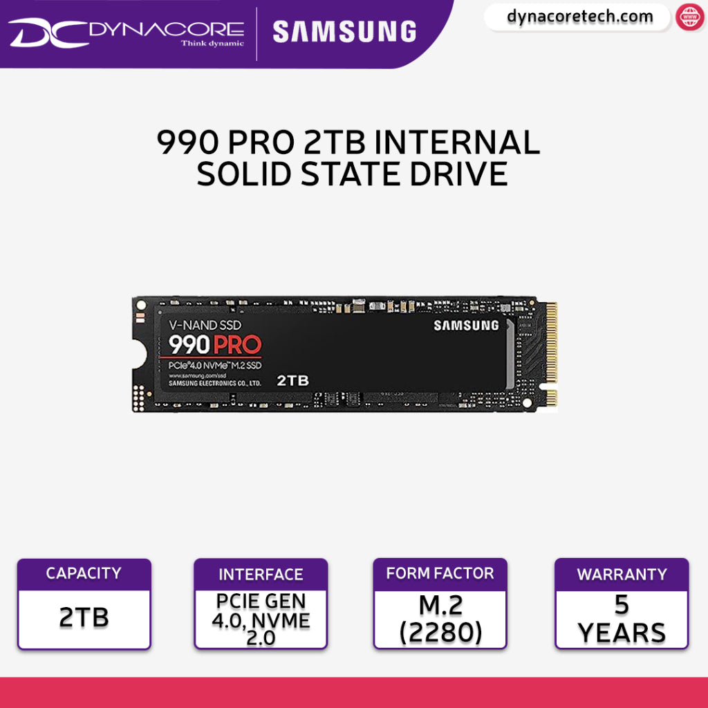 SAMSUNG 990 PRO 2TB 7450MB/s PCIe4.0 NVMe M.2 SSD(5YRS) - 8806094215038