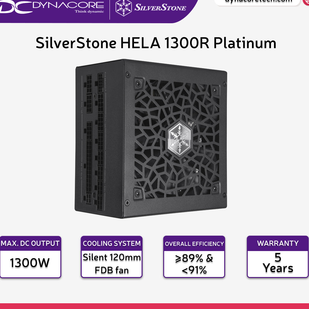 SILVERSTONE HELA 1300R-1300W 80+ PLATINUM ATX3.0 PCIe5 PSU(5YRS) - 4710679815688