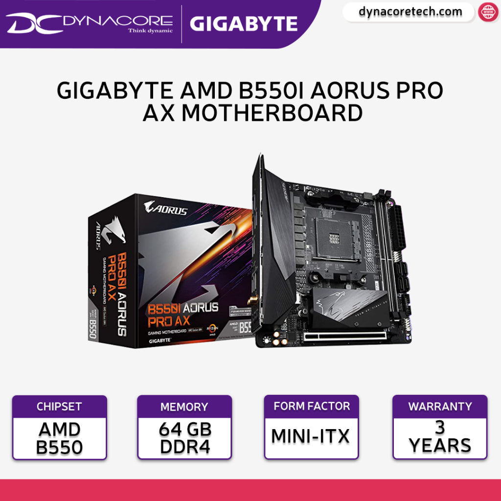 GIGABYTE B550I AORUS PRO AX AM4 ITX MOTHERBOARD(3YRS) - 4719331809508