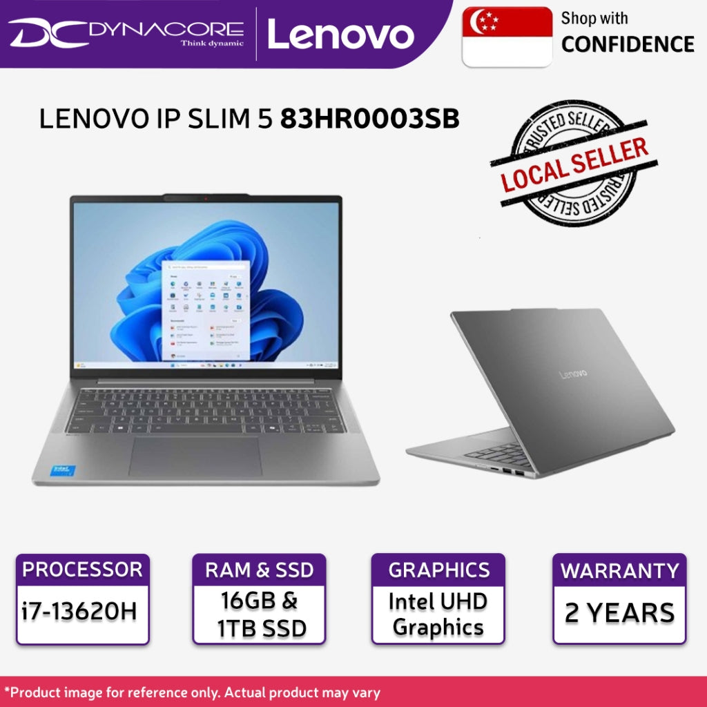 LENOVO IP SLIM 5 83HR0003SB (i7-13620H/16GB Ram/1TB SSD/UHD/14" OLED/Win11Home)2YRs Premium Care Onsite warranty - 83HR0003SB
