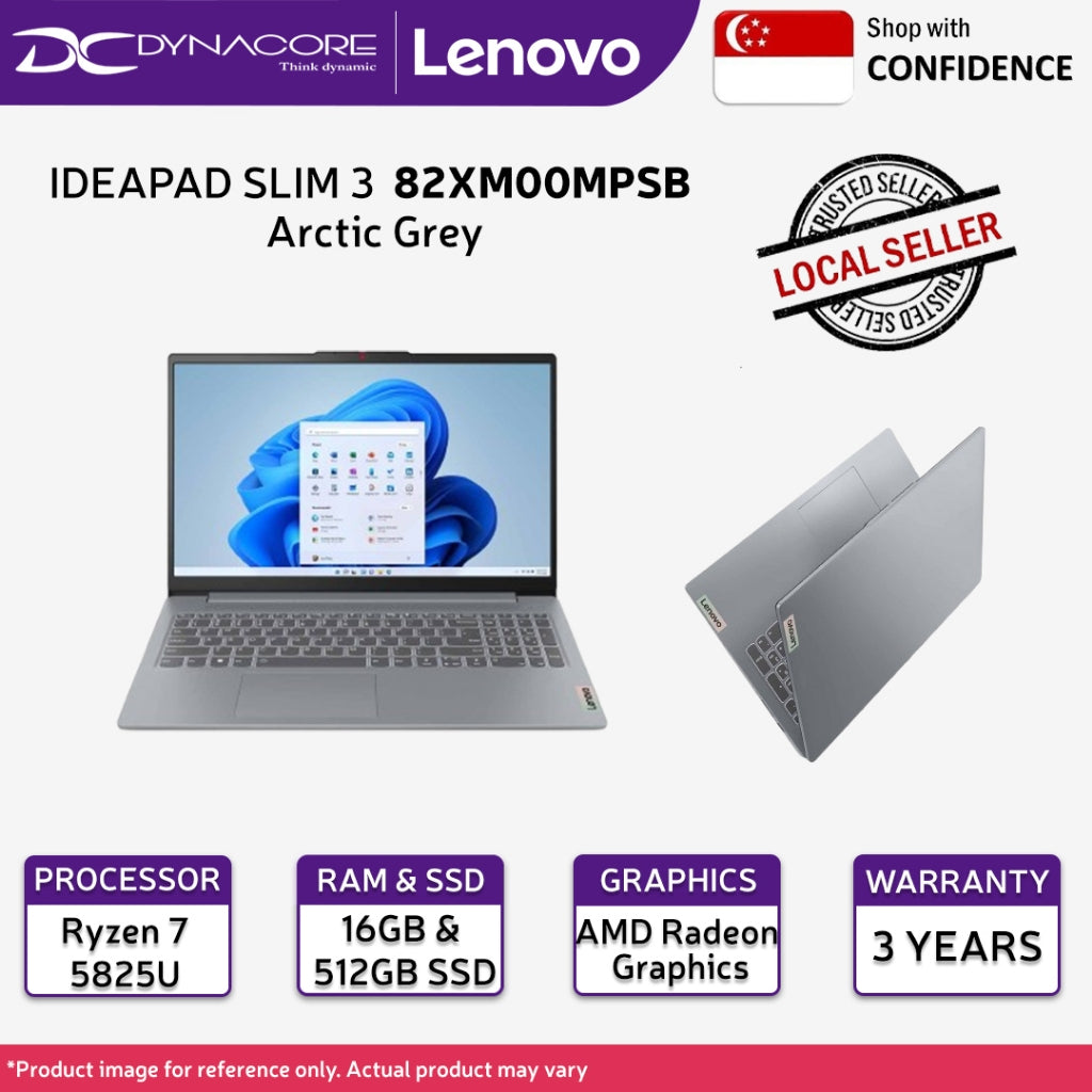 LENOVO IDEAPAD SLIM 3 82XM00MPSB Arctic Grey (R7 5825U/16GB RAM / 512GB SSD /AMD Radeon™ Graphics / 15.6" FHD/WIN11-H) -82XM00MPSB