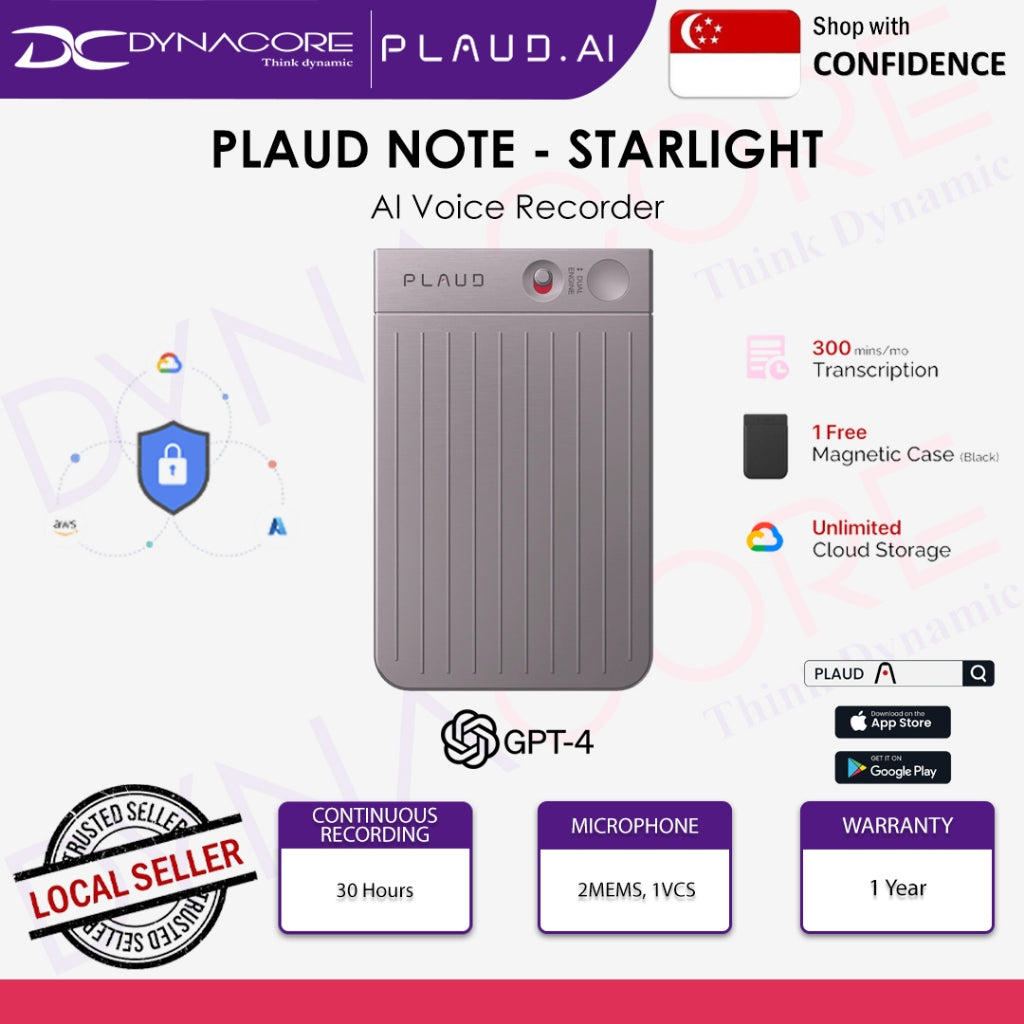 PLAUD NOTE ChatGPT Empowered AI Voice Recorder - BLACK / SILVER / STARLIGHT - 659359808432,659359855375,659359954658