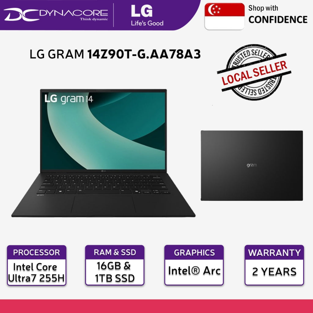 LG GRAM 14Z90T-G.AA78A3 Laptop (Intel® Core™ Ultra7 255H/ 16GB/ 1TB SSD/ 14-inch/ Intel® Arc™) - 14Z90T-G.AA78A3