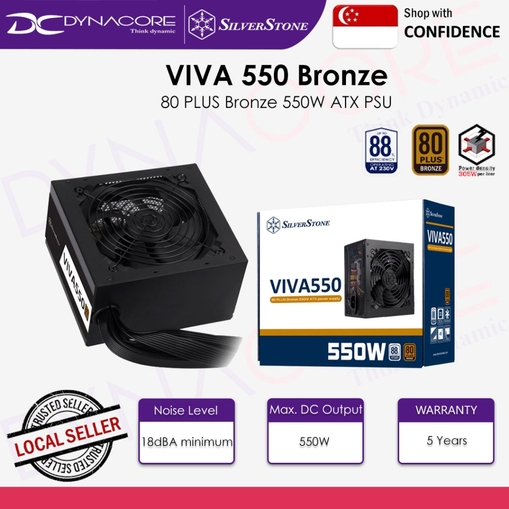 Silverstone VIVA 550W 80 Plus Bronze ATX Power Supply SST-VA550-B - 4710679811055