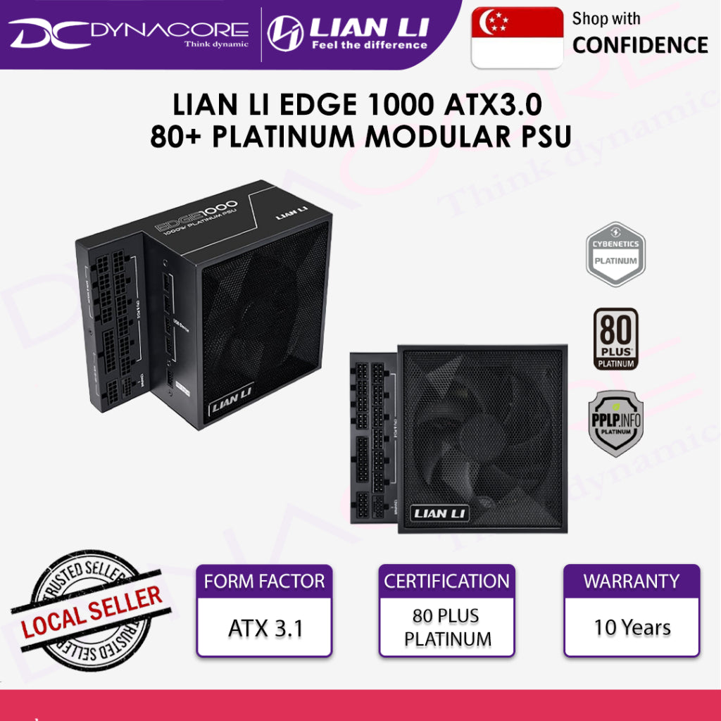 LIAN LI EDGE1000-1000W BLACK ATX3.0 80+ PLATINUM MODULAR PSU(10YRS) - 4718466015235