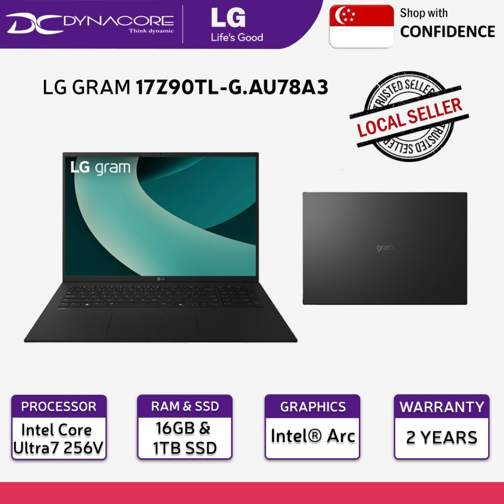 LG GRAM 17Z90TL-G.AU78A3 (Intel® Core™ Ultra7 256V/ 16GB/ 1TB SSD/ 17-inch/ Intel® Arc™) - 17Z90TL-G.AU78A3