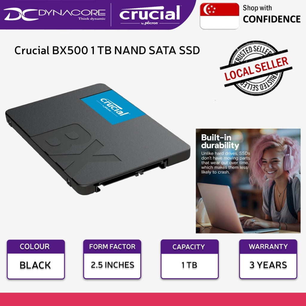 CRUCIAL BX500 2.5" 1TB SATA 6GB/s SSD - 649528821553