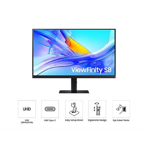 Samsung ViewFinity S8 S80UD 27 UHD USB-C Height Adjustable Monitor - LS27D804UAEXXS