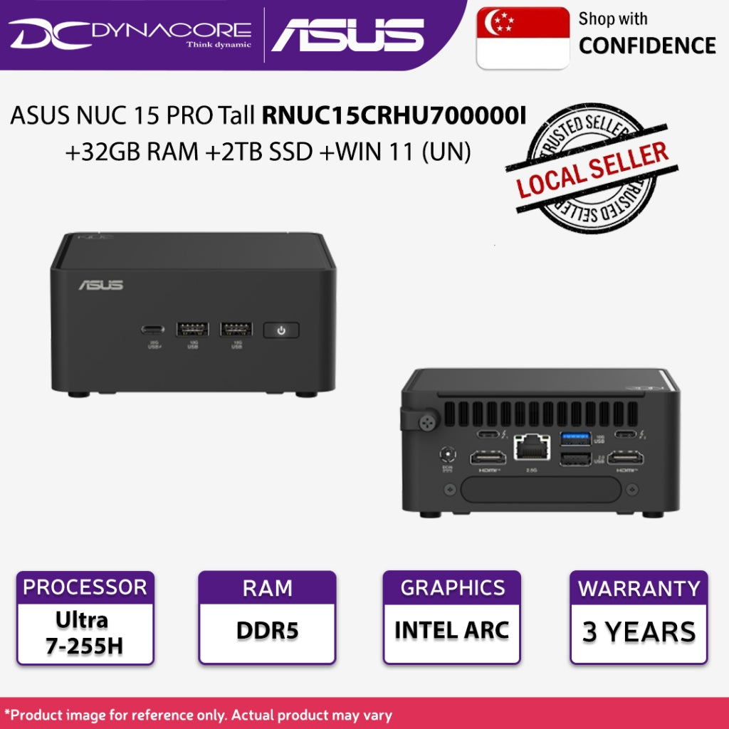 ASUS NUC 15 PRO RNUC15CRHU7 MINIPC BAREBONE TALL BLACK(U7 255H 16C/DDR5) -4711387958254