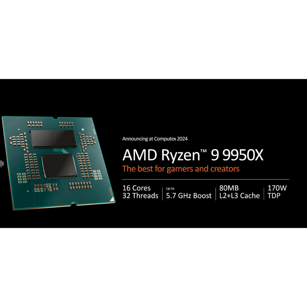 AMD RYZEN 9 9950X 4.3GHz 16C/32T 80MB TRAY PROCESSOR(4YRS) - 100-000001277