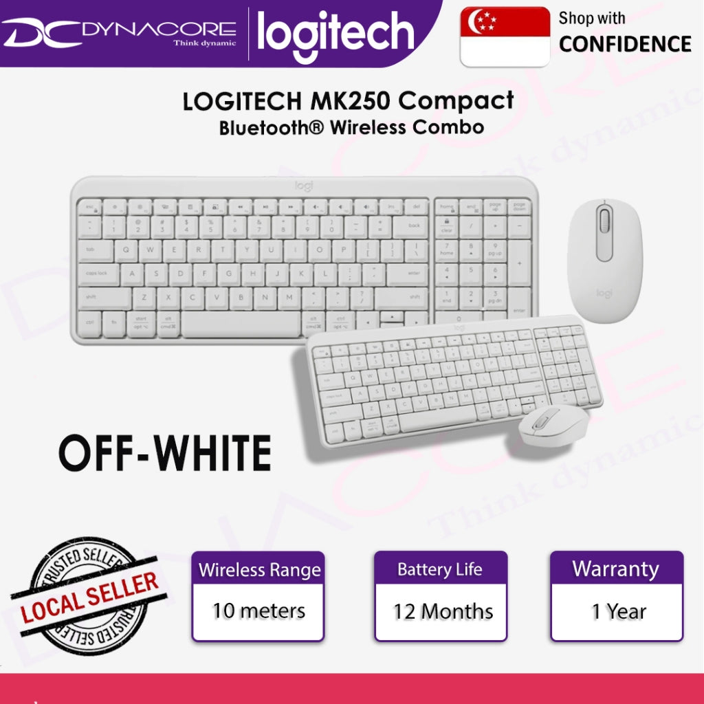 LOGITECH MK250 Compact Bluetooth® Wireless Combo (1Y) - GRAPHITE / OFF-WHITE / ROSE - 097855204660,097855204912,097855204943