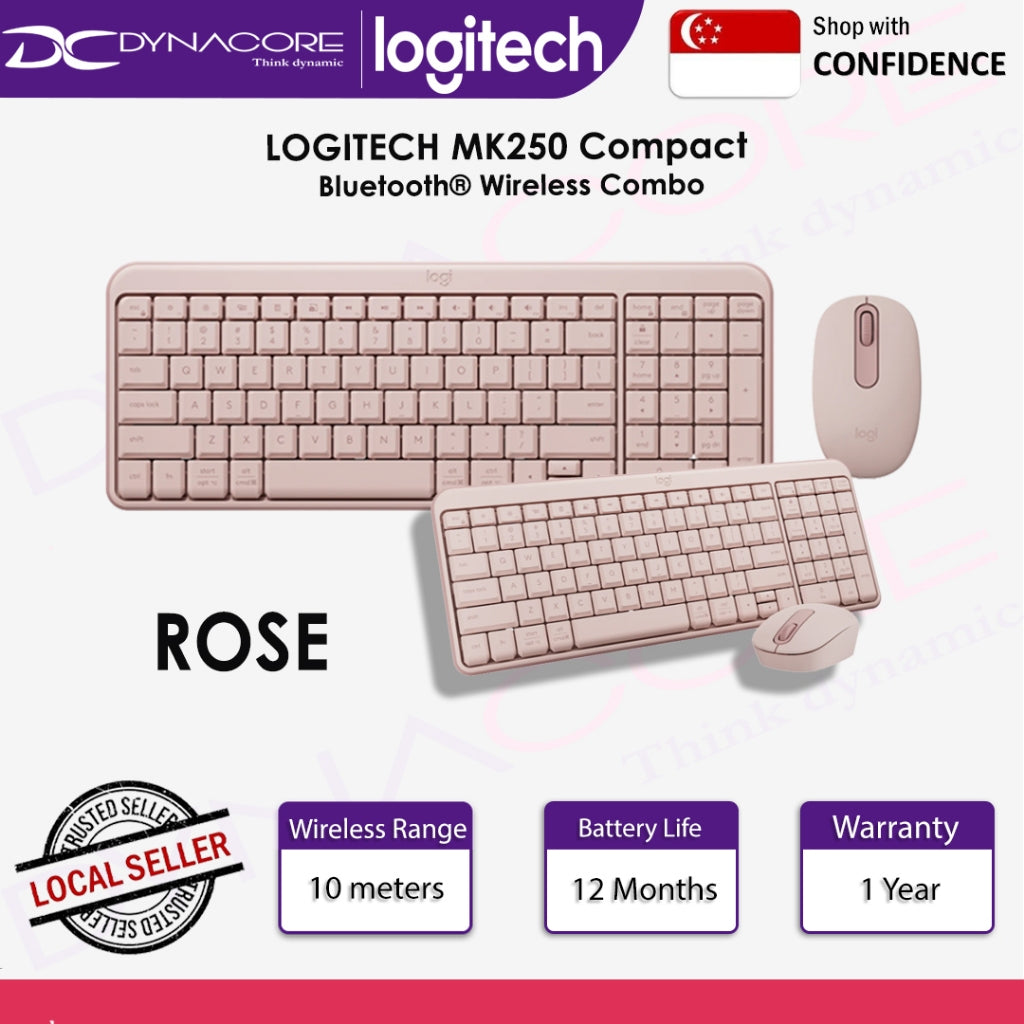LOGITECH MK250 Compact Bluetooth® Wireless Combo (1Y) - GRAPHITE / OFF-WHITE / ROSE - 097855204660,097855204912,097855204943