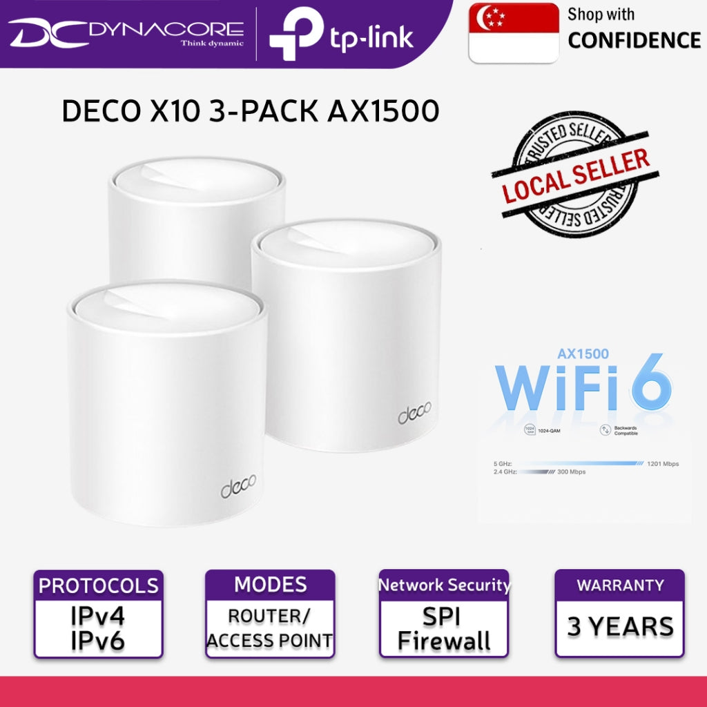 TP-Link Deco X10 AX1500 Whole Home Mesh Wi-Fi 6 System - 3-Pack - 4895252502480