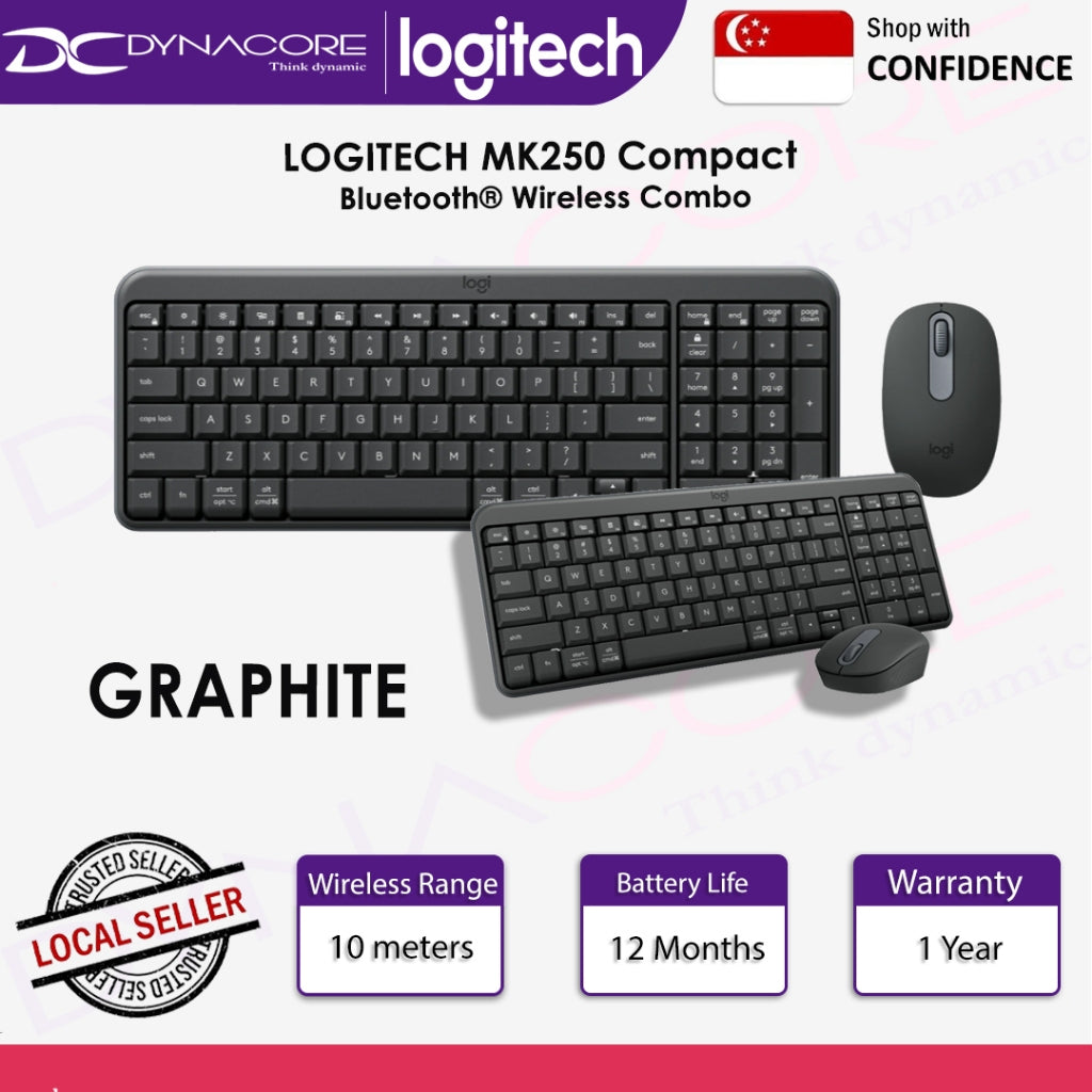 LOGITECH MK250 Compact Bluetooth® Wireless Combo (1Y) - GRAPHITE / OFF-WHITE / ROSE - 097855204660,097855204912,097855204943