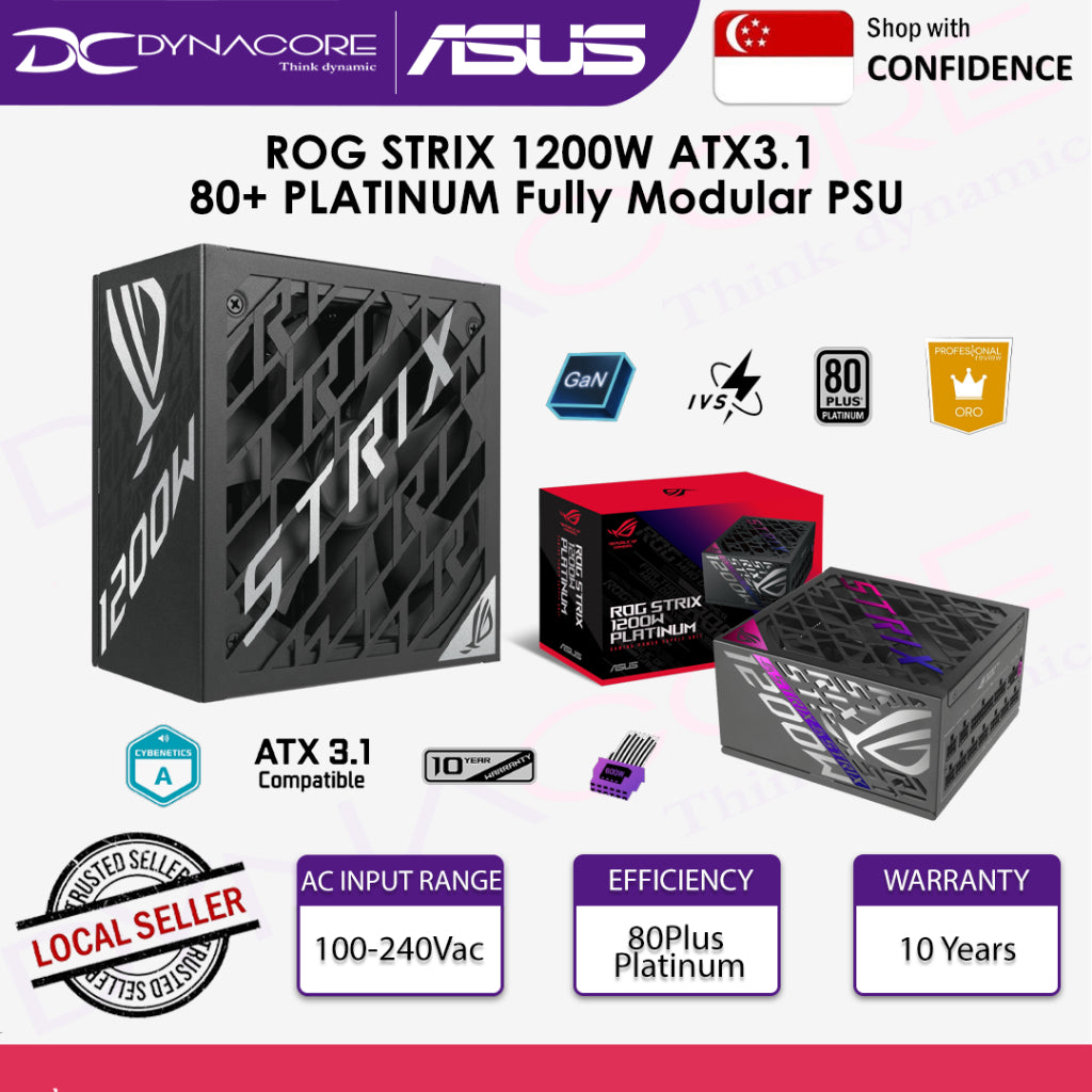 Asus ROG STRIX 1000W / 1200W Platinum ATX 3.1 Fully Modular PSU/Power Supply Unit - 4711387594247,4711387594384