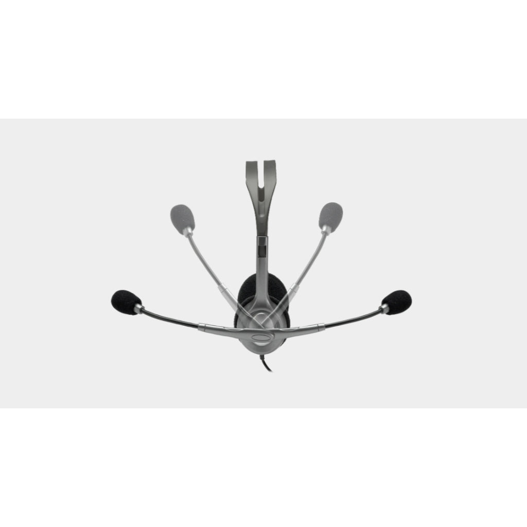 Logitech H110 Wired Stereo Computer Headset Dual plug 3.5mm with Microphone Grey (1 YEAR ) - 097855083029