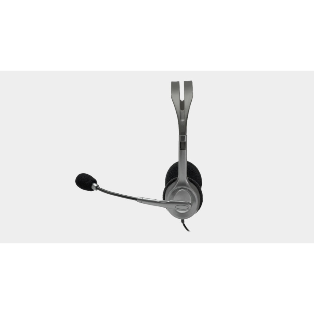Logitech H110 Wired Stereo Computer Headset Dual plug 3.5mm with Microphone Grey (1 YEAR ) - 097855083029