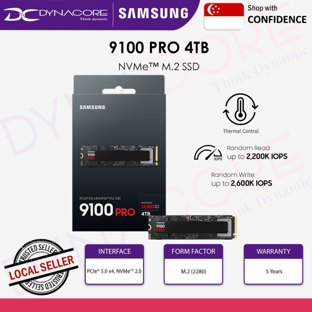 SAMSUNG 9100 PRO 4TB 14700MB/s GEN5 PCIe5.0 M.2 SSD(5YRS) - 8806095811703