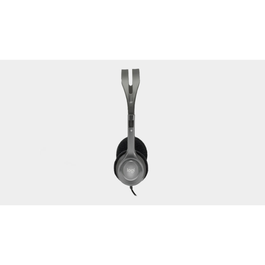 Logitech H110 Wired Stereo Computer Headset Dual plug 3.5mm with Microphone Grey (1 YEAR ) - 097855083029