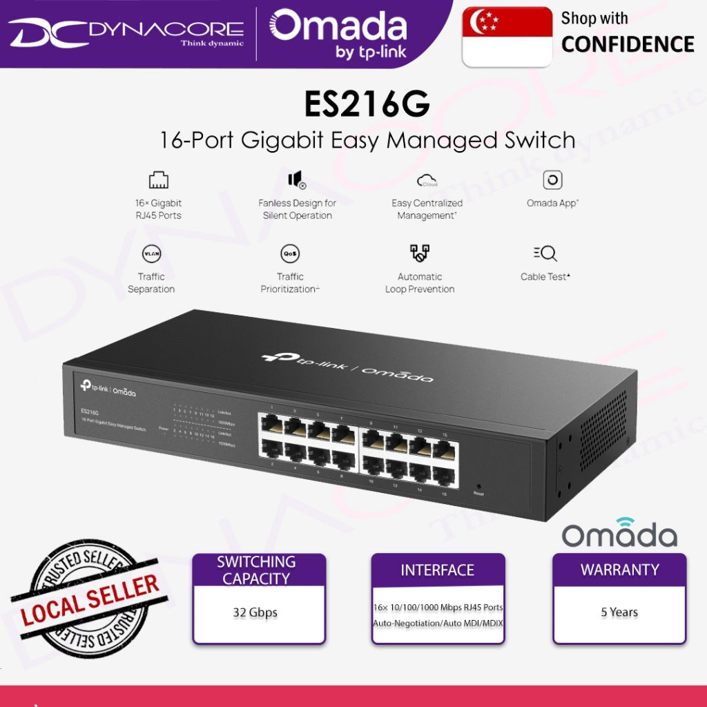 TP-Link ES216G Omada 16-Port Gigabit Easy Managed Switch - 1210002600682