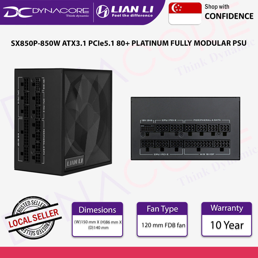 Lian Li SX850P 80 Plus Platinum Full Modular ATX 3.1 PCI 5.1 Power supply - 4718466020949