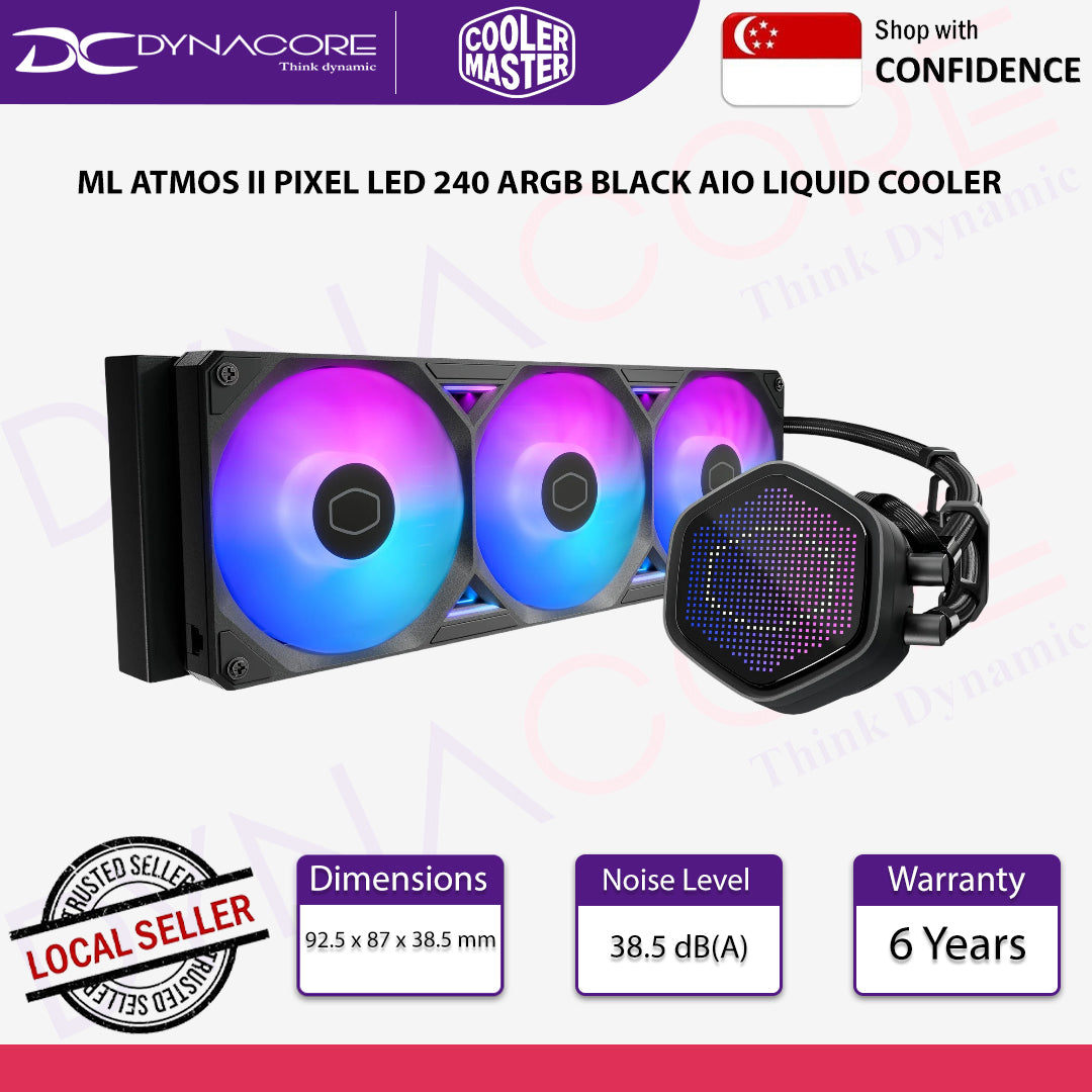 Cooler Master ML ATMOS II PIXEL LED 240 AIO Liquid CPU Cooler - Black - 4719512159613