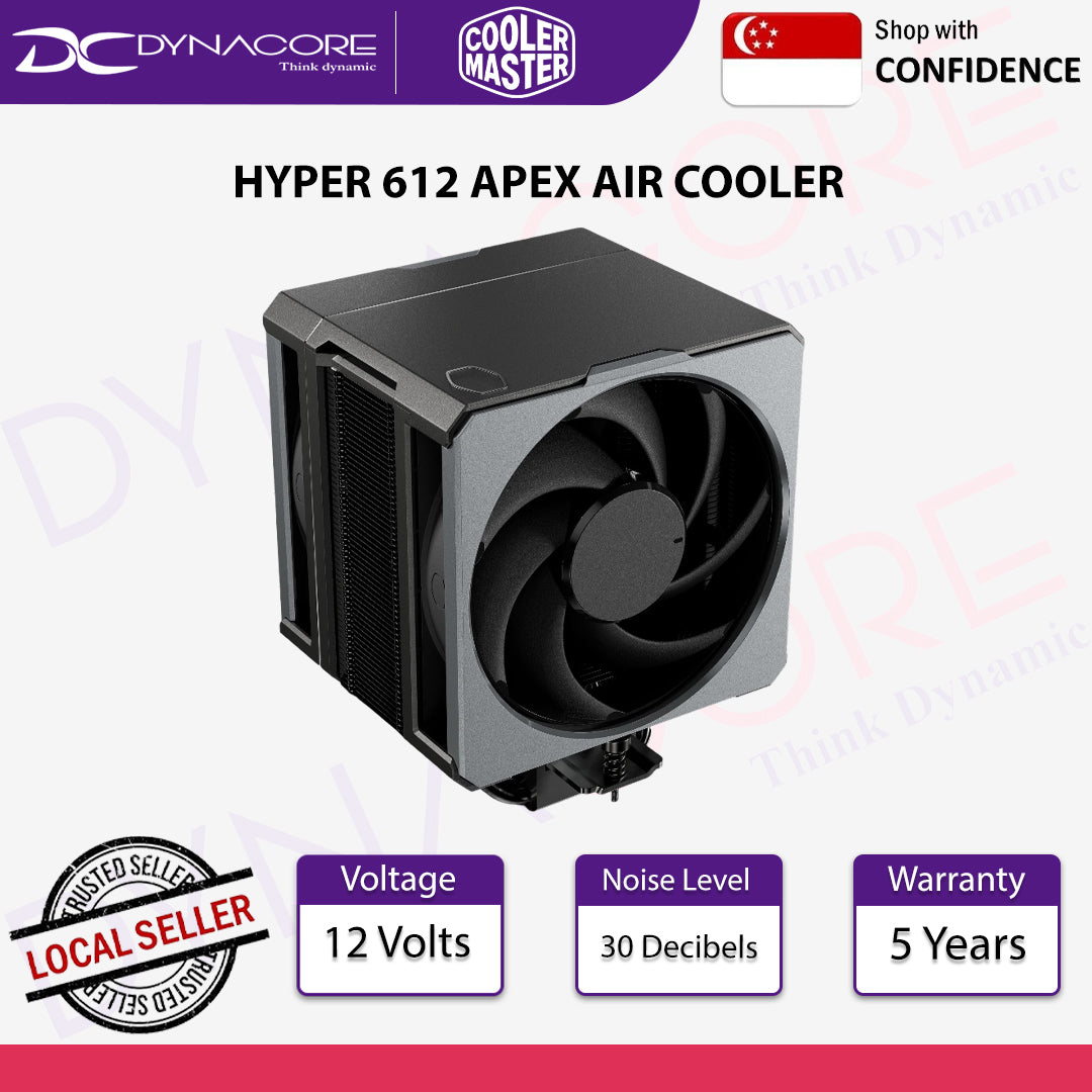 Cooler Master Hyper 612 Apex CPU Cooler Support AMD & Intel CPU Socket - Black - 4719512154946