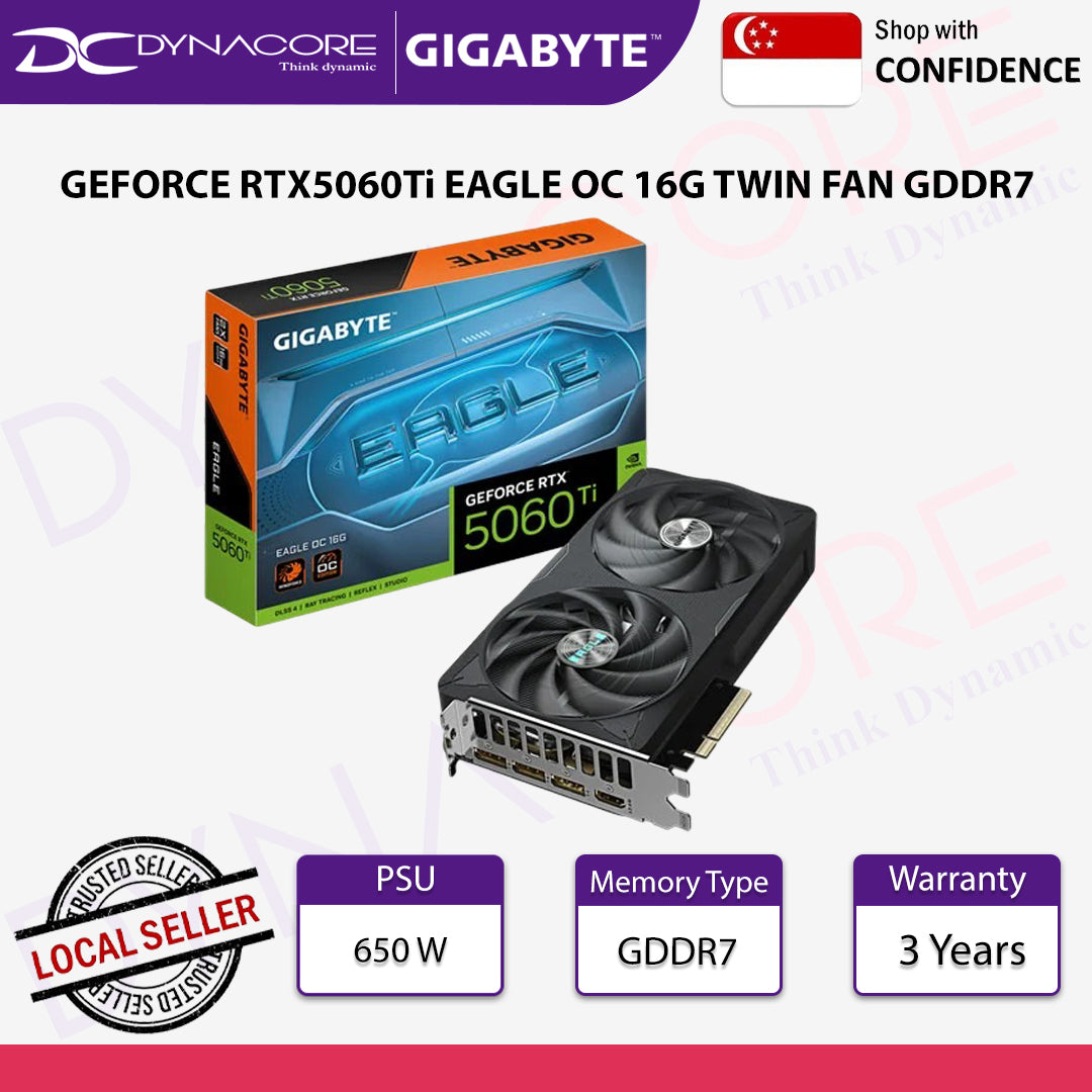 Gigabyte GeForce RTX 5060 Ti EAGLE OC 16GB GDDR7 Graphics Card GV-N506TEAGLE OC-16GD - 4719331356071