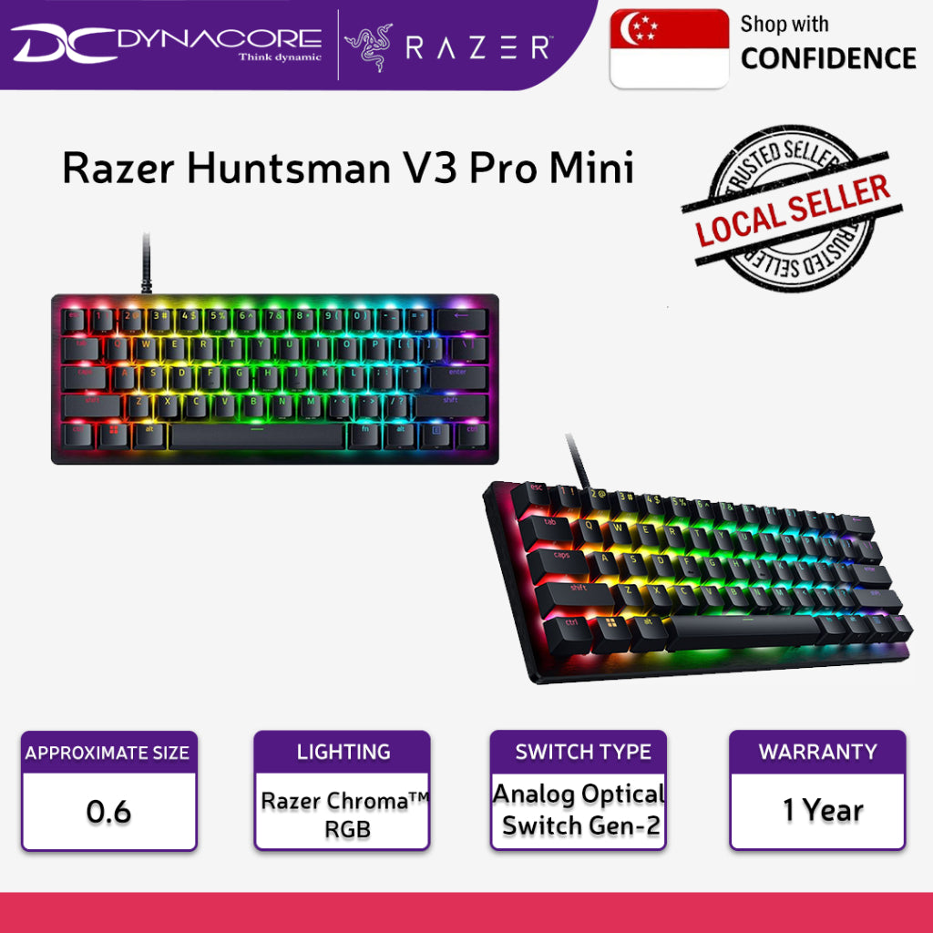 Razer Huntsman V3 Pro Mini - 60% Analog Optical Esports Gaming Keyboard-8887910073506