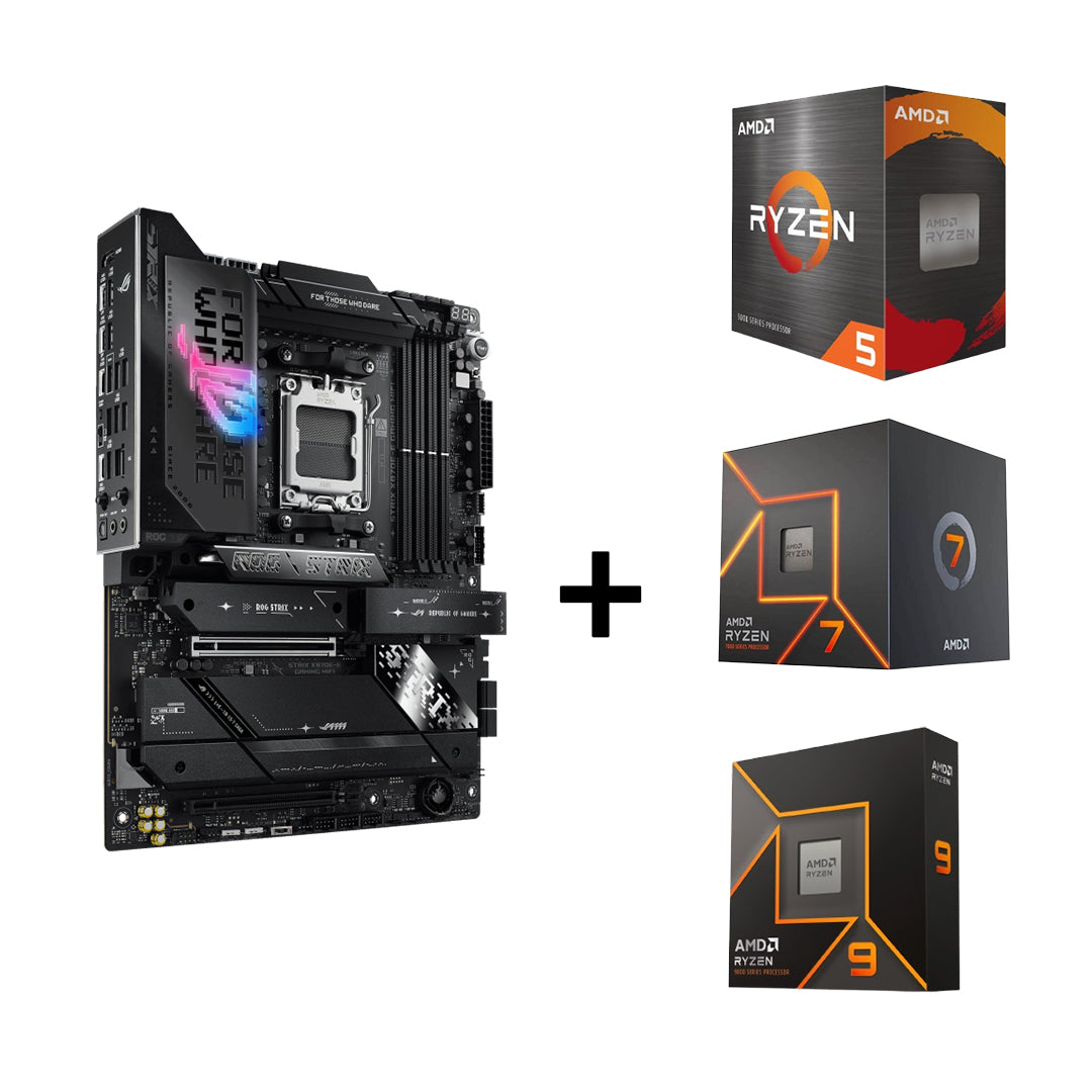 ASUS ROG STRIX X870E-E GAMING WIFI MOTHERBOARD + AMD RYZEN 9 9900X / 9 9950X3D / 7 7800X3D / 7 9800X3D / 9 9950X / 5 7500X3D / 5 7500F / 7 7700 / 7 9700X