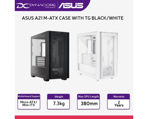 ASUS A21 M-ATX CASE WITH TG BLACK/WHITE(ASUSA21BLK,ASUSA21WHT