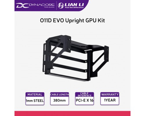 LIAN LI O11DE-2X Upright GPU Kit for O11 Dynamic EVO Black PCI-E 4.0 Riser Cable Included - 4718466011336